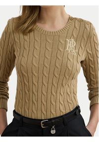 Lauren Ralph Lauren Sweter 200932223005 Beżowy Slim Fit. Kolor: beżowy. Materiał: bawełna