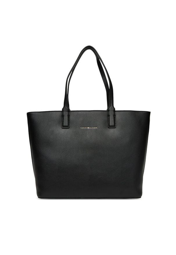 TOMMY HILFIGER - Tommy Hilfiger Torebka Th Logotape Tote AW0AW17449 Czarny. Kolor: czarny. Materiał: skórzane