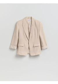 Reserved - Marynarka z lnem i wiskozą - beżowy. Kolor: beżowy. Materiał: wiskoza, len