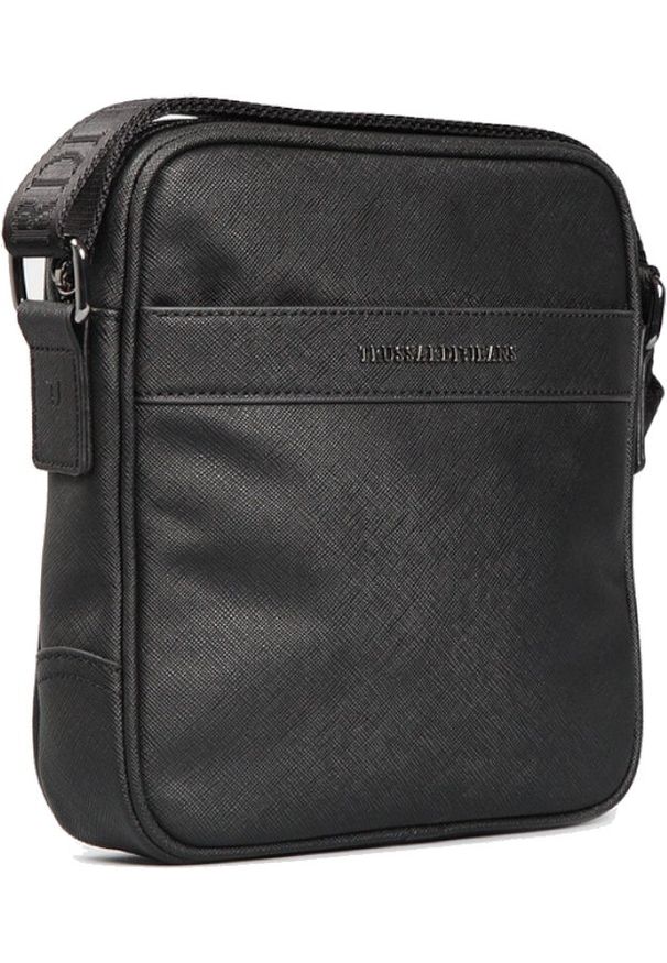 Trussardi Torba Trussardi Jeans New York Saffiano Reporter Skórzana Na Ramię Czarna. Kolor: czarny. Materiał: skóra