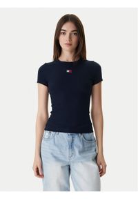Tommy Jeans Longsleeve Badge DW0DW17881 Granatowy Slim Fit. Kolor: niebieski. Materiał: bawełna. Długość rękawa: długi rękaw #1