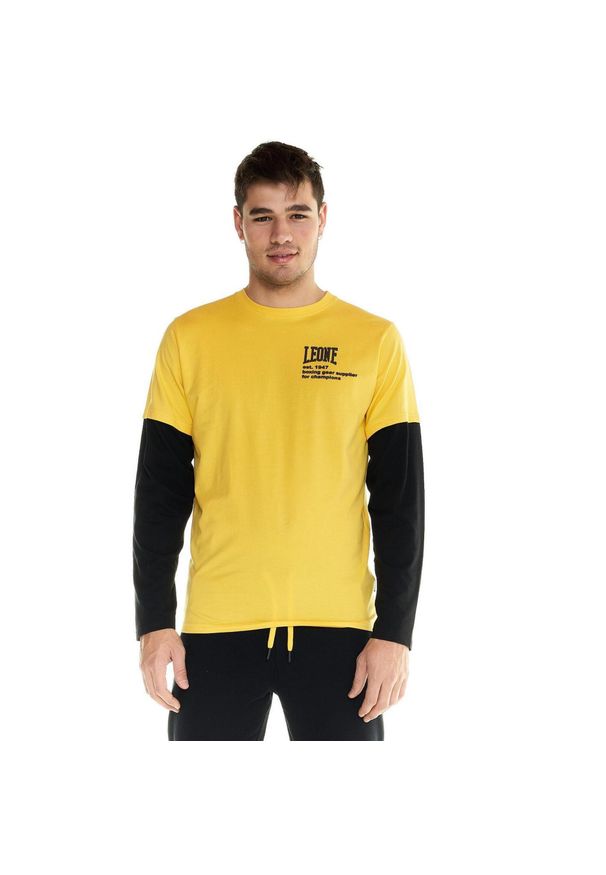 LEONE 1947 APPAREL - Męska koszulka Leone z długim rękawem Active. Kolor: żółty. Materiał: tkanina. Długość rękawa: długi rękaw. Długość: długie. Styl: sportowy