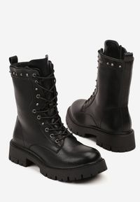 Born2be - Czarne Botki Workery z Ćwiekami przy Cholewce Arivie. Okazja: na co dzień. Kolor: czarny. Materiał: jeans. Szerokość cholewki: normalna. Styl: casual, rockowy #6