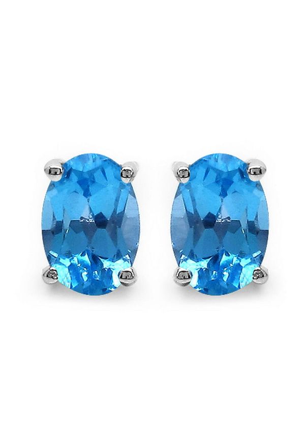 Braccatta - ASTA 8 Srebrne kolczyki swiss blue topaz owal sztyft 2 ct.. Materiał: srebrne. Kolor: srebrny. Kamień szlachetny: topaz