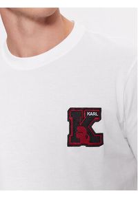 Karl Lagerfeld - KARL LAGERFELD T-Shirt 240M2204 Biały Regular Fit. Typ kołnierza: dekolt w karo. Kolor: biały. Materiał: bawełna #4