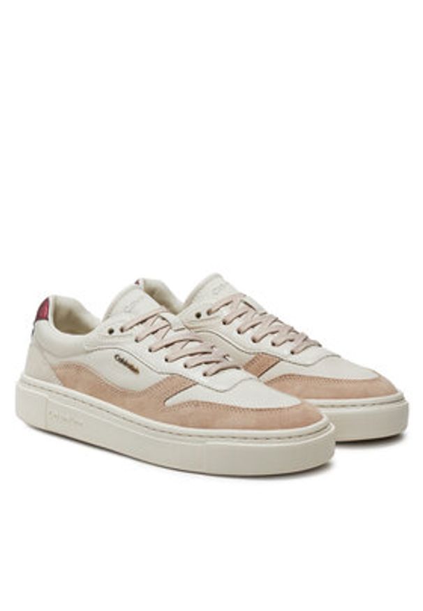 Calvin Klein Sneakersy Cupsole Lace Up W/Ml Mix M HW0HW02114 Beżowy. Kolor: beżowy. Materiał: skóra