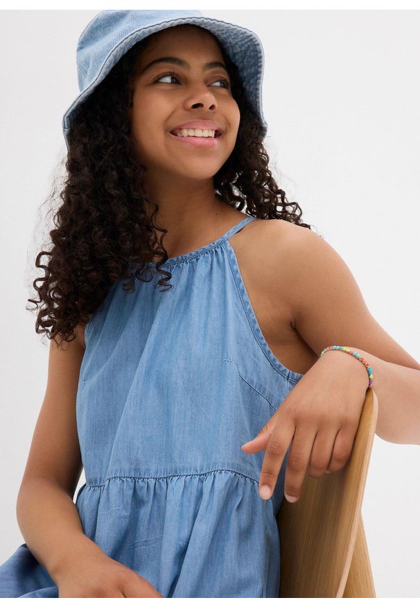 bonprix - Sukienka dżinsowa z miękkiej bawełny. Kolor: niebieski. Materiał: bawełna