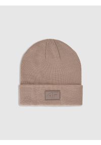 4f - 4F Czapka beanie dziecięca - beżowa Uniwersalny. Kolor: beżowy. Materiał: syntetyk, materiał. Sezon: zima. Styl: casual #1