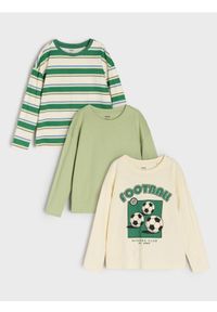 Sinsay - Koszulki z długimi rękawami 3 pack - zielony. Kolor: zielony. Długość rękawa: długi rękaw. Długość: długie #1
