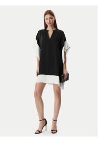 Karl Lagerfeld - KARL LAGERFELD Sukienka codzienna B2W13016 Czarny Loose Fit. Okazja: na co dzień. Typ kołnierza: dekolt w karo. Kolor: czarny. Materiał: syntetyk. Typ sukienki: proste. Styl: casual #2