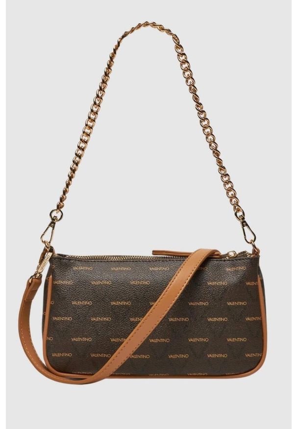 Valentino by Mario Valentino - VALENTINO Mała brązowa listonoszka Liuto. Kolor: brązowy. Wzór: paski
