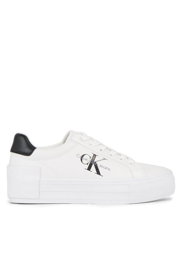 Calvin Klein Jeans Sneakersy Bold Vulc Flatform Laceup Lth Wn YW0YW00821 Biały. Kolor: biały. Materiał: skóra