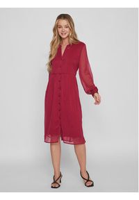 Vila Sukienka codzienna Falia 14084475 Czerwony Regular Fit. Okazja: na co dzień. Kolor: czerwony. Materiał: syntetyk. Typ sukienki: proste. Styl: casual #5