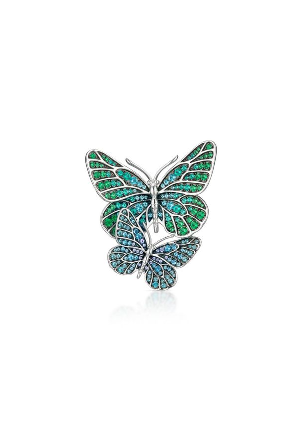 W.KRUK Wspaniała Srebrna Broszka - srebro 925, Cyrkonia - SDL/BC378. Materiał: srebrne. Kolor: srebrny. Wzór: aplikacja, gradientowy. Kamień szlachetny: cyrkonia