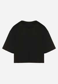 Born2be - Czarny Krótki Bawełniany T-shirt z Ozdobną Aplikacją ze Sznurkiem Abiola. Kolor: czarny. Materiał: bawełna. Długość: krótkie. Wzór: aplikacja #3
