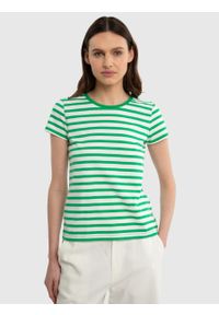 Big-Star - Koszulka damska bawełniana w paski zielona Salinsa 301. Kolor: zielony. Materiał: bawełna. Wzór: paski. Sezon: lato. Styl: elegancki, wakacyjny #6