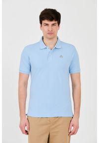 La Martina - LA MARTINA Błękitne męskie polo z małym logo, Rozmiar XXL. Typ kołnierza: polo. Kolor: niebieski #1
