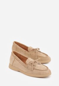 Born2be - Ciemnobeżowe Mokasyny Ozdobione Wiązaniem Fyrelerris. Okazja: na co dzień. Kolor: beżowy. Materiał: jeans. Wzór: aplikacja. Styl: casual, klasyczny #7