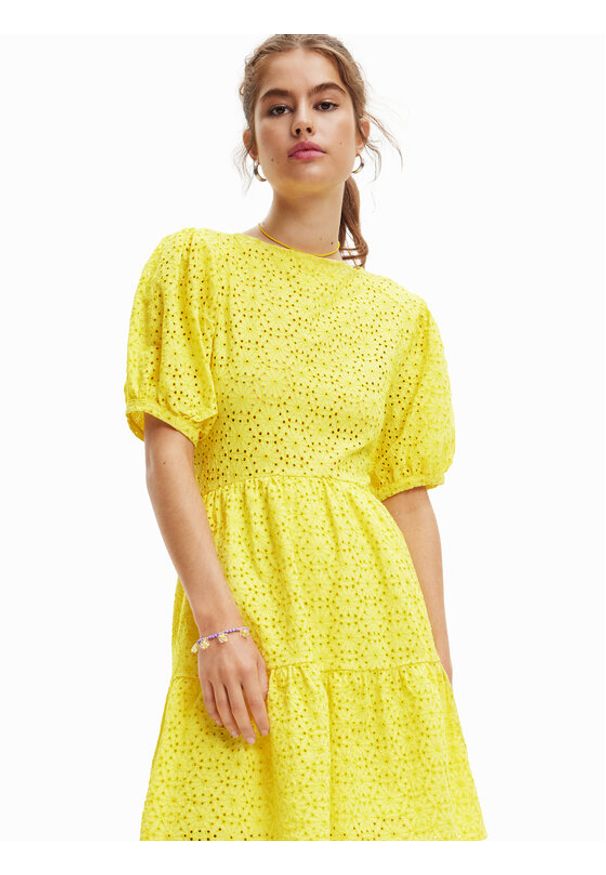 Desigual Sukienka codzienna Limon 23SWVW85 Żółty Regular Fit. Okazja: na co dzień. Kolor: żółty. Materiał: bawełna. Typ sukienki: proste. Styl: casual