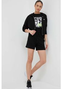 DKNY - Dkny bluza damska kolor czarny z kapturem gładka. Typ kołnierza: kaptur. Kolor: czarny. Wzór: gładki #3