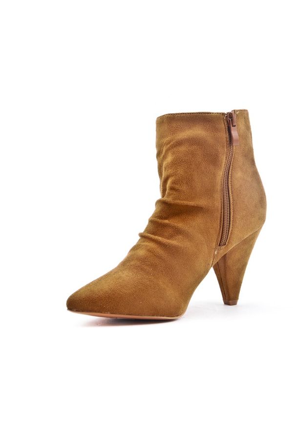 Inna - Nietypowe botki. Materiał: zamsz, materiał. Obcas: na obcasie. Styl: elegancki. Wysokość obcasa: średni