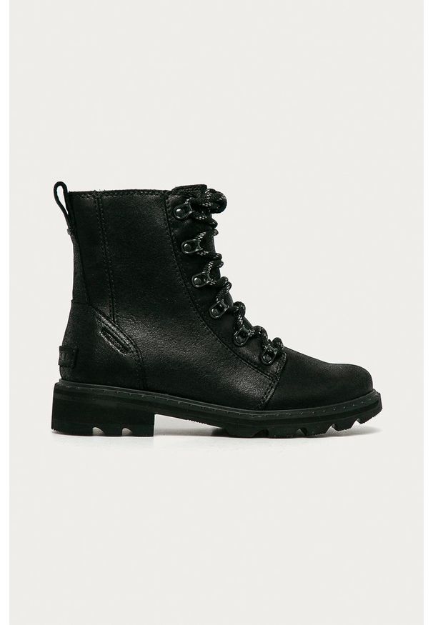 sorel - Sorel - Botki skórzane Lennox Lace. Nosek buta: okrągły. Zapięcie: sznurówki. Kolor: czarny. Materiał: skóra