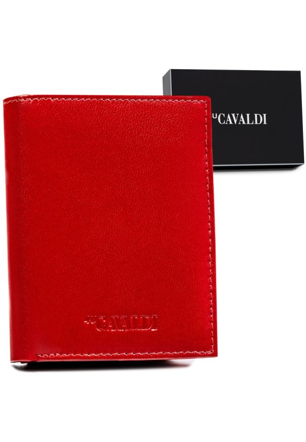 4U CAVALDI - Portfel damski skórzany RFID czerwony Cavaldi [DH] 248-GCL. Kolor: czerwony. Materiał: skóra
