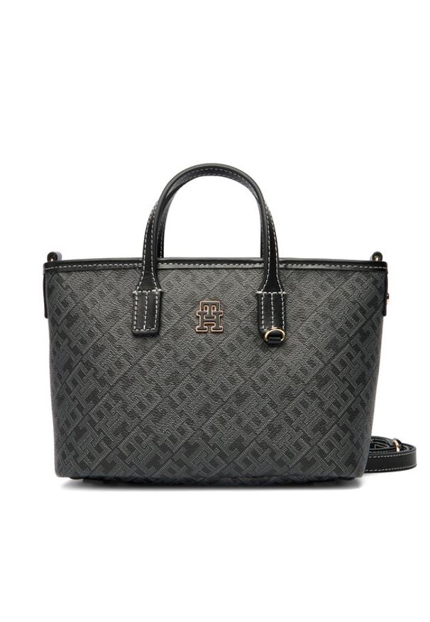TOMMY HILFIGER - Tommy Hilfiger Torebka Monoplay Le Nano Tote AW0AW17717 Czarny. Kolor: czarny. Materiał: skórzane