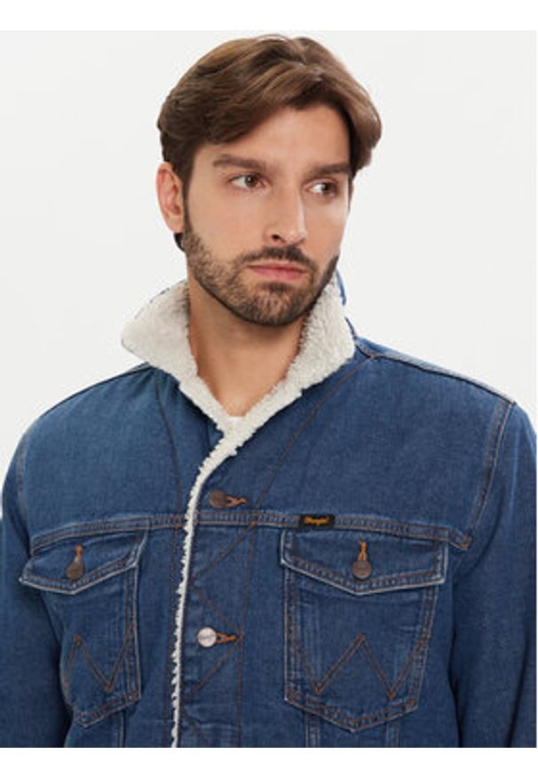 Wrangler Kurtka jeansowa Sherpa Classic 112371440 Niebieski Regular Fit. Kolor: niebieski. Materiał: bawełna