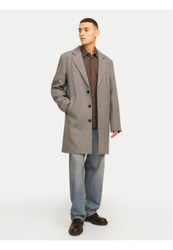 Jack & Jones - Jack&Jones Płaszcz wełniany Harris 12263845 Beżowy Regular Fit. Kolor: beżowy. Materiał: syntetyk