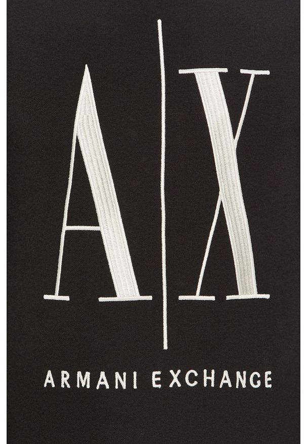 Armani Exchange - Bluza. Okazja: na co dzień. Kolor: czarny. Materiał: materiał. Wzór: gładki. Styl: casual