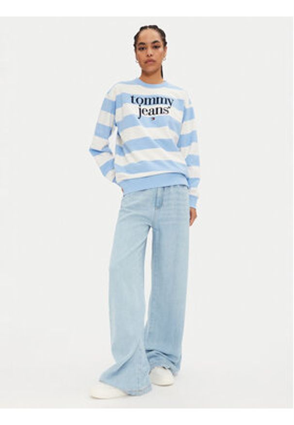Tommy Jeans Bluza Ess Logo DW0DW19041 Niebieski Relaxed Fit. Kolor: niebieski. Materiał: bawełna