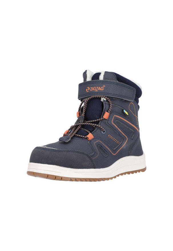 ZigZag - Dziecięce buty zimowe Zigzag Rincet. Zapięcie: rzepy. Kolor: niebieski, pomarańczowy, wielokolorowy. Szerokość cholewki: normalna. Sezon: zima. Sport: turystyka piesza