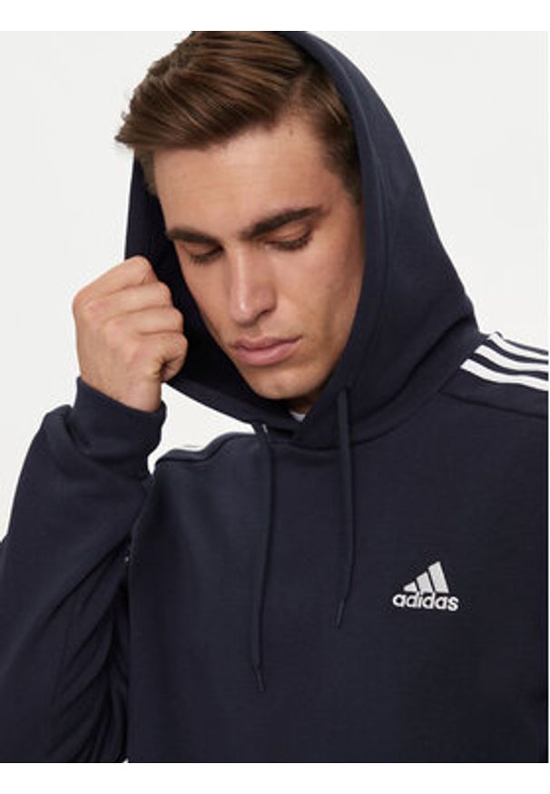 Adidas - adidas Bluza Essentials Fleece 3-Stripes IJ6473 Granatowy Regular Fit. Kolor: niebieski. Materiał: bawełna