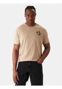 Karl Lagerfeld Jeans T-Shirt A2M17072 Beżowy Regular Fit. Kolor: beżowy. Materiał: syntetyk, bawełna #1