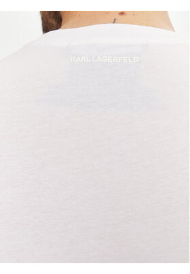 Karl Lagerfeld - KARL LAGERFELD T-Shirt 755426 551242 Biały Regular Fit. Typ kołnierza: dekolt w karo. Kolor: biały. Materiał: bawełna