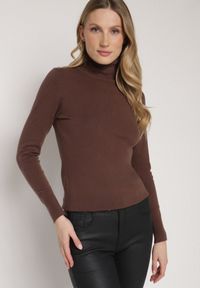 Born2be - Brązowy Golf Sweter z Wiskozą i Kaszmirem Zailaya. Okazja: na co dzień. Typ kołnierza: golf. Kolor: brązowy. Materiał: wiskoza, kaszmir. Styl: casual
