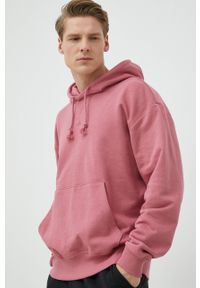 Adidas - adidas bluza męska kolor różowy z kapturem gładka. Typ kołnierza: kaptur. Kolor: różowy. Materiał: poliester, dzianina. Wzór: gładki #1