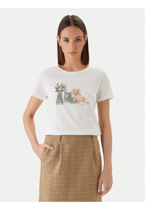 Barbour T-Shirt Brambles LTS0712WH11 Biały Regular Fit. Kolor: biały. Materiał: bawełna