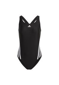 Adidas - adidas 3-Stripes Swimsuit. Kolor: biały, czarny, wielokolorowy. Materiał: materiał