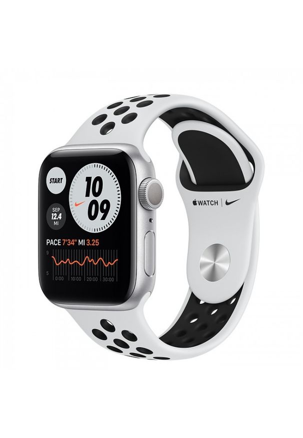 APPLE - Smartwatch Apple Watch Nike 6 GPS 40mm aluminium, srebrny | platyna/czarny pasek sportowy. Rodzaj zegarka: smartwatch. Kolor: wielokolorowy, czarny, srebrny. Styl: sportowy