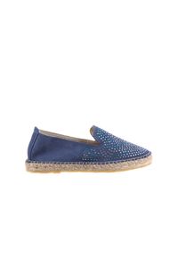 Espadryle Bayla-115 107601 Serraje Iris, Granat, Skóra naturalna - 36. Okazja: na co dzień. Kolor: niebieski. Materiał: skóra. Wzór: aplikacja. Styl: casual #1