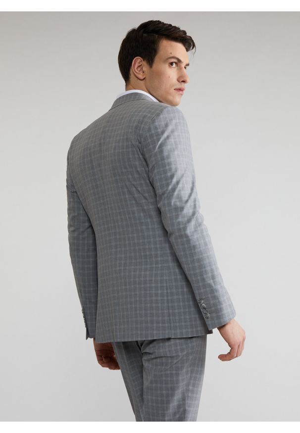 Pako Lorente - PAKO LORENTE – Szare spodnie garniturowe P22SF-6G-008-S-S. Kolor: szary. Materiał: wełna, poliester, elastan. Wzór: kratka