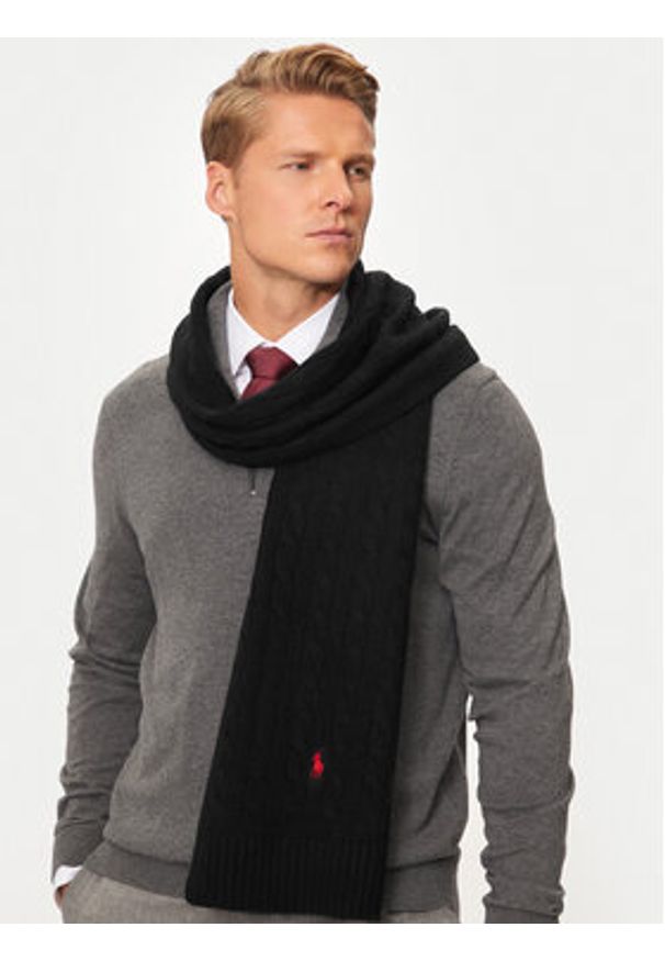 Polo Ralph Lauren Szalik 449959345001 Czarny. Kolor: czarny. Materiał: wełna