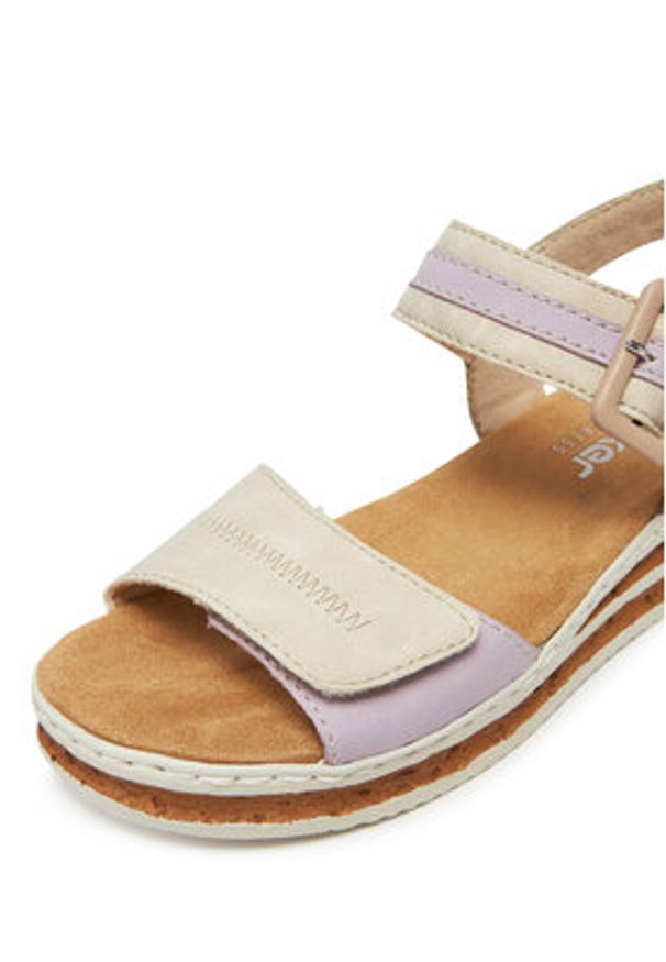 Rieker Sandały 62900-90 Beżowy. Kolor: beżowy. Materiał: syntetyk, materiał