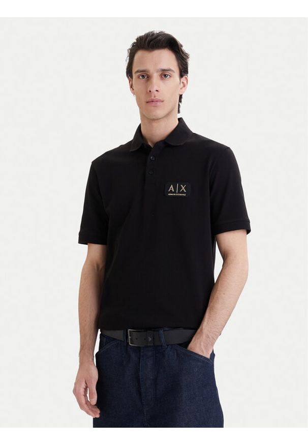 Armani Exchange Polo XM002231 AF10366 UC001 Czarny Regular Fit. Typ kołnierza: polo. Kolor: czarny. Materiał: bawełna