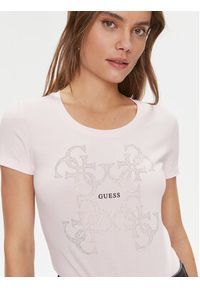 Guess T-Shirt W4RI35 J1314 Różowy Slim Fit. Kolor: różowy. Materiał: bawełna #3