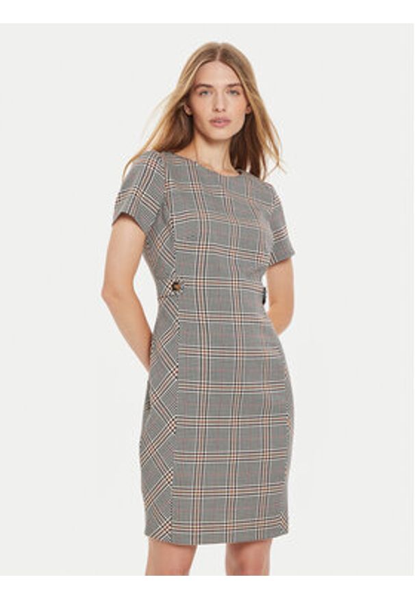 Tatuum Sukienka codzienna Hipi T2319.200B Szary Slim Fit. Okazja: na co dzień. Kolor: szary. Materiał: syntetyk. Typ sukienki: proste. Styl: casual