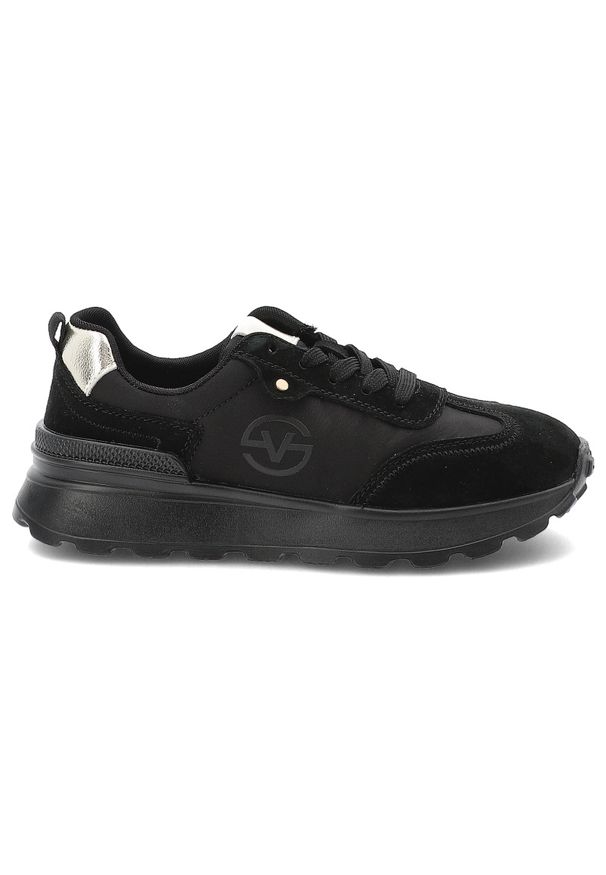 Czarne Sneakersy Vinceza Sportowe Obuwie Damskie. Okazja: na co dzień, na spacer. Kolor: czarny. Materiał: materiał, skóra. Szerokość cholewki: normalna. Sport: turystyka piesza