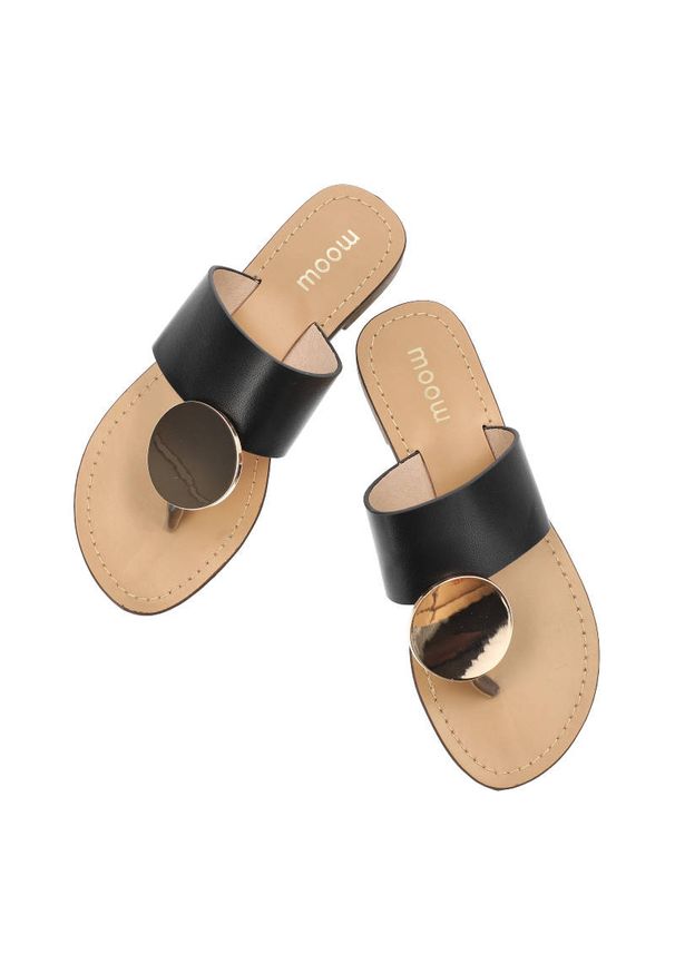Czarne Klapki Moow Eleganckie Damskie Buty. Okazja: na co dzień, na spacer. Kolor: czarny. Materiał: skóra ekologiczna. Sezon: lato. Styl: elegancki